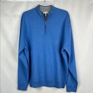 Peter Millar Men’s Coolspun Cotton Quarter Zip Sweater in Blue Poppy